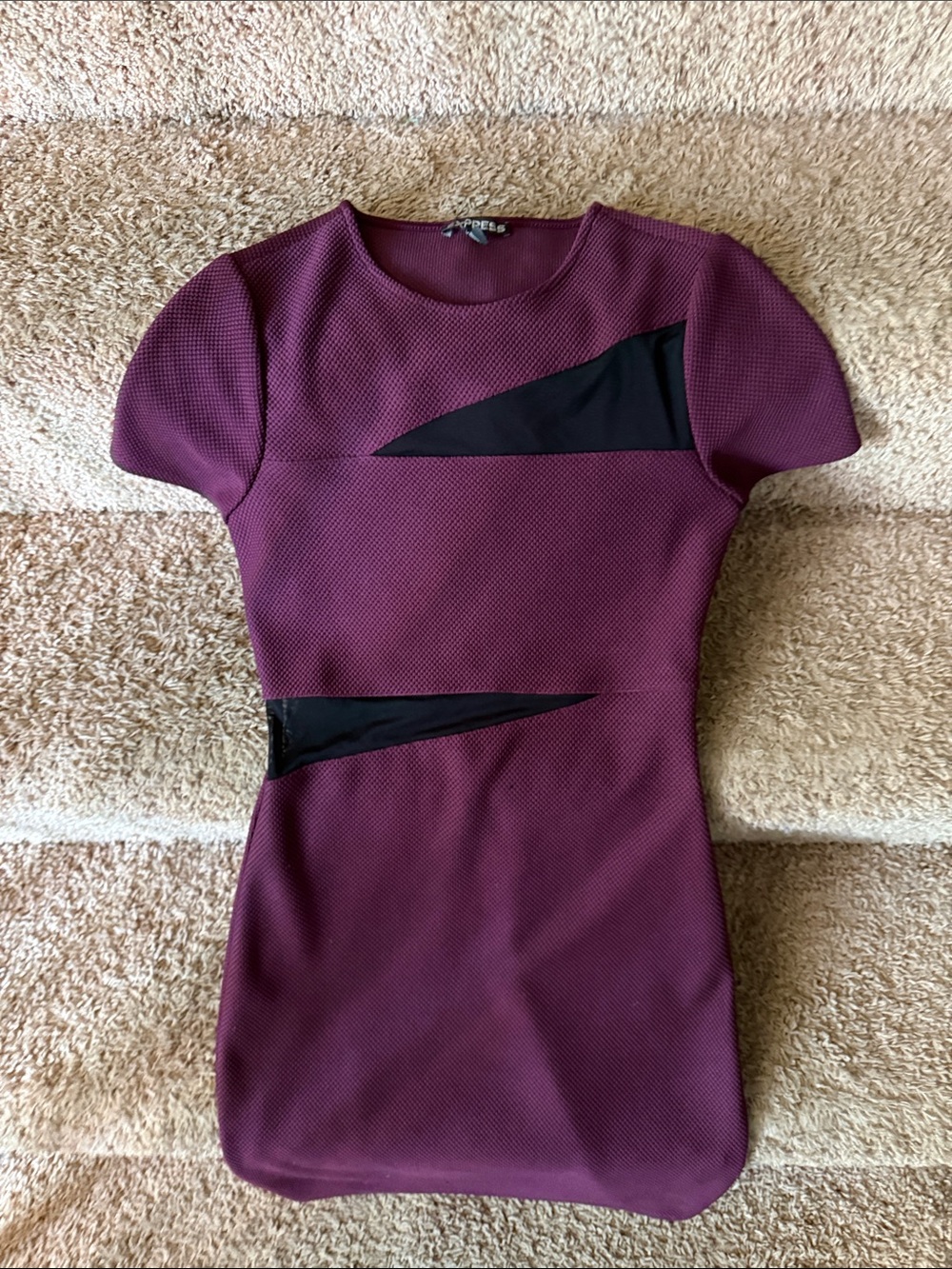 Express Plum Mini Dress with Black Inset Panels